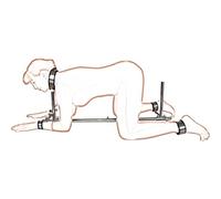 Honeylust Bondage Floor Pillory with Dildo, Hand & Ankle Cuffs for BDSM | Metal pillory with neck restraint - for submission, SM roleplay, love furniture & intense Bondage experience for couples