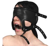 Honeylust - lockable bondage eye mask with metal O-ring - soft fetish mask made of artificial leather - lockable BDSM head harness - sex toy for submissive slaves