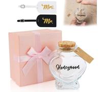 Honeymoon Sand Keepsake Jar Set with Mr and Mrs Luggage Tags,Bridal Shower Gift,Bridal Shower Souvenirs- Honeymoon Gift for Newlywed - Bridal Shower, Wedding,Travel Gifts,No Sand Included