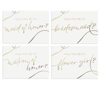 Honeyplum Bridesmaid Proposal Cards - 12 Cards With Envelopes - Includes Will You Be My Bridesmaid, Maid of Honor, Matron of Honor, Flower Girl Cards