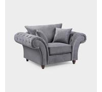 Honeypot | Windsor Fullback Grey Armchair - Soft Fabric Upholstered Armchair with Deep Cushions, Modern Accent Chair for Living Rooms & Bedrooms