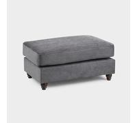 Honeypot | Windsor Fullback Grey Footstool - Soft Fabric Upholstered Footrest, Matching Ottoman for Living Rooms & Lounges