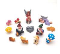 HONEYSHOW Fairy Garden Accessories Kit, 13PCS Little Fairies, Gnomes, Squirrels, Mushrooms Hand-Painted Resin Miniature Figurines Set for Outdoor/Indoor Fairy Garden, Plant Pot, Terrarium Decor