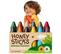 Honeysticks 100% Pure Beeswax Crayons (12 Pack) - for Baby 1+, Toddlers 1-3