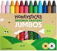 Honeysticks Jumbo Crayons (12 Pack) - Non Toxic Crayons, 100% Pure Beeswax