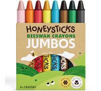 Honeysticks Jumbo Crayons (8 Pack) - Non Toxic Crayons, 100% Pure Beeswax