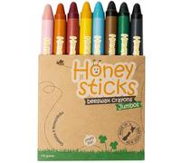 Honeysticks Jumbo Crayons (8 Pack) - Non Toxic Crayons for Kids - 100% Pure Beeswax and Food Grade Colours - 8 Bright Colours - Large Crayons, Easy to Hold and Use - Handmade in New Zealand