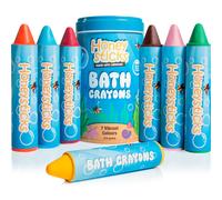 Honeysticks Super Jumbo Bath Crayons Non Toxic (7 Pack) for Toddlers 1-3 and Kids 4-8, Natural Beeswax Crayons, Food-Grade Colours, Fragrance Free,