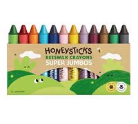 Honeysticks Super Jumbo Crayons (12 Pack) - 100% Pure Beeswax, Extra Large