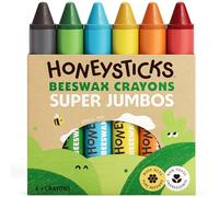 Honeysticks Super Jumbo Crayons (6 Pack) - 100% Pure Beeswax, Extra Large