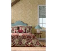Morris & Co Bedding Honeysuckle & Tulip Cotton Kingsize Duvet Cover Set In Red & Gold