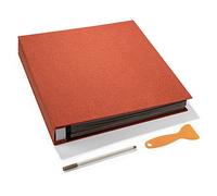 HoneyTolly Large Photo Album Self Adhesive 4x6 5x7 3x5 8x10 Scrapbook Magnetic Album DIY Scrap Book Length 13 x Width 12.8 (Inches) 120 Black Sticky Pages Linen Cover DIY Photo Album(Orange)
