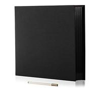 HoneyTolly Large Photo Album Self Adhesive 4x6 8x10 10x12 13"x12.6" Scrapbook Album 12.6"x11" Inch 60 Black Sticky Pages Linen Cover Magnetic Photo Album with A Metallic Pen and DIY Stickers(Black)