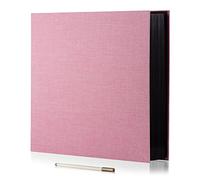 HoneyTolly Large Photo Album Self Adhesive for 4x6 8x10 Magnetic Scrapbook Album DIY 60 Black Sticky Pages Linen Cover Photo Album(Pink)