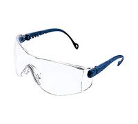 Honeywell 1000018 Op-Tema Safety Eyewear with Blue Nylon Frame, Clear Anti-Scratch Lens, Lightweight, Adjustable Nosepiece, Adjustable Temple Length & Lens Angle (1 Piece)
