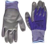 Honeywell 2400260-08 Perfect Poly Skin Gloves, Polyamide Knit Glove, Gray Polyurethane Coating on Palm and Fingertips, Blue Colour, 24 cm Length, Size 8 (BOX with 10 Pairs)
