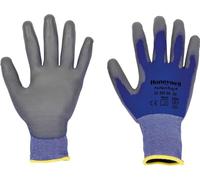 Honeywell 2400260-09 Perfect Poly Skin Gloves, Polyamide Knit Glove, Gray Polyurethane Coating on Palm and Fingertips, Blue Colour, 24 cm Length, Size 9 (BOX with 10 Pairs)