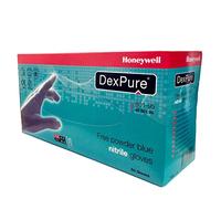 Honeywell 4580195-08 DexPure 801-95 Non Powdered Disposable Nitrile Gloves, Blue Colour, Certified for Food Contact, Good Mechanical Resistance, Size 08 (BOX of 50 Gloves/25 Pairs)