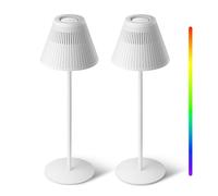 Honeywell Cordless Table Lamps Set of 2, M1 Sunturalux Portable LED Desk Lamp 5200mAh Rechargeable 4 Color 9 RGB Stepless Dimming Up Night Light for Restaurant Bedroom Bars Coffee Shop(White)