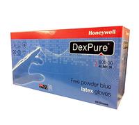 Honeywell DexPure 801-30 Non-Powdered Disposable Chemical Protective Latex Gloves, Ambidextrous, Certified for Food Contact, 30 cm Length, Blue Colour, Size 9, 4580130-09 (BOX of 50 Gloves)