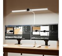 Honeywell HJ4 Desk Lamp with Clamp, Sunturalux™ Desk Lamps for Home Office | Dual-head Black LED clamp desk lamp with flexible gooseneck, stepless dimming, 4 color temps, CRI 94, RG0 eye care.