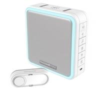 Honeywell Home Wireless Doorbell - Battery Operated with Halo Light, Sleep Mode & 200m Range - Horizontal Compact Portable Doorbell with LED Alerts with ActivLink® - White (DC915N)