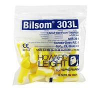 Honeywell Howard Leight Bilsom 303S Single-Use Foam Earplugs, Small Size, Yellow & White Colour, Bullet Shape, SNR 33 dB, 1007193 (Box of 200 Pairs)