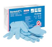 Honeywell KCL Dermatril® L 741 Disposable Ambidextrous Gloves, Nitrile, Waterproof, Powderfree, Suitable for Food/Chemical Industries, Blue, Size 7, 074107081C (BOX of 100 pieces)
