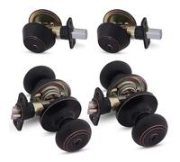 Honeywell Safes & Door Locks - 2 Pack Entry Door Knob with Deadbolt Lock Set for Front Door - Interior/Exterior Door Lock Fit's Standard Size Doors - Anti Bump Resistant - Oil Rubbed Bronze - 8101406