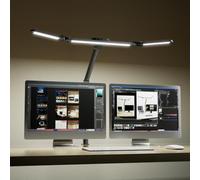 Honeywell Wide Desk Lamp with Clamp for Dual Monitors,22W Full-Spectrum Eye-Caring LED Light Bar for Home Office, 3-Section Adjustable Design with Stepless Dimming