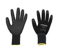 Honeywell WorkEasy Black General Purpose Gloves for Precision Work 2100251, 100% Polyester Knitted, PU Coating, Gauge 13, Length 25cm, Size 07, 2100251-07 (Pack of 10 Pairs)