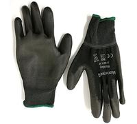 Honeywell WorkEasy Black General Purpose Gloves for Precision Work 2100251, 100% Polyester Knitted, PU Coating, Gauge 13, Length 25cm, Size 06, 2100251-06 (Pack of 10 Pairs)