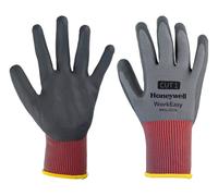 Honeywell WorkEasy Cut Protective Gloves, Cut Level A1, Red/Grey Colour, Lightweight Polyester Knit, Dark Grey Microfoam Nitrile Coating, WE21-3313G-6/XS, Size 6/XS (Pack of 10 Pairs)