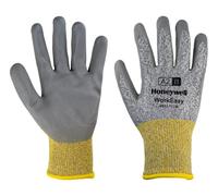 Honeywell WorkEasy Cut Protective Gloves WE22-7113G, Cut Level A2/B, Yellow/Grey Colour, Lightweight, Glass Fiber Knit, Medium Grey Polyurethane Coating, Size 10/XL (Pack of 10 Pairs)