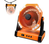HONEYYEAR Camping Fan with Smart Voice， 22500mAh Battery Powered Portable Fan with Light&Hook, 5-Speed 270°Adjustable, Camping Essentials for Indoor, Tent, Travel, Patio, RVing, BBQ, Fishing, Jobsite