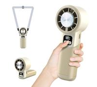HONEYYEAR High-Speed Portable Handheld Turbo Fan with Ice Cooler, LED Display, 3600mAh Rechargeable Fan, Up to 9H Runtime, 90°Foldable Mini Fans for Travel, Commute, Outdoor, Gifts for Women Men