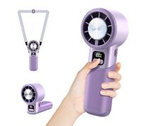 HONEYYEAR High-Speed Portable Handheld Turbo Fan with Ice Cooler, LED Display, 3600mAh Rechargeable Fan, Up to 9H Runtime, 90°Foldable Mini Fans for Travel, Commute, Outdoor, Gifts for Women Men