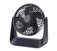 HONEYYEAR Portable Desk Fan with Temperature control mode, 5000mAh 30H Max Coolling, 6 inch USB Fan Silent Powerful Wind Up To 6m/s, Mini Desktop Fans with Light & Hook for Bedroom Office Home Travel