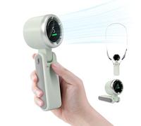 HONEYYEAR Portable Handheld Turbo Fan, 3600mAh Battery Operated with LED Display, Mini Portable, 180°Adjustable, 5 Speeds, Handheld/Neck/Desk 3 in 1 Personal Hand Fan for Indoor Outdoor green.