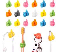 Honfitat 10Pcs Silicone Thumb Wall Hooks Self-Adhesive Thumb Cable Organizer Clips Key Hook Multi-Function Wall Hangers Storage Hooks