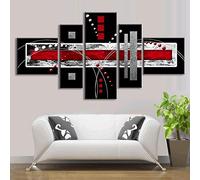 Honfitat 5 Pcs Abstract Wall Art Red Black Grey Modern Canvas Print Paintings Home Decorations