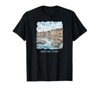 Honfleur, France Harbor Watercolor T-Shirt