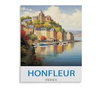 Honfleur Vintage Travel Poster France，Puzzle 1000 Pieces paper Puzzle Adult Children'S Educational Toy Family Decompression Game（50x70cm）-I58