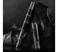 HONG DIAN D5 Qin Dynasty Fountain Pen Black Silver, Fine Nib Piston Filling Pen with Pen Set