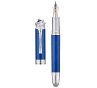 HONG DIAN N25 Piston Fountain Pen, Fine Nib Snake Stereoscopic Carving Design with Metal Case Set (Ocean Blue)