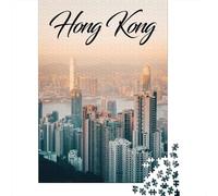 Hong Kong 1000 Piece Jigsaw Puzzle, Contemporary City Horizon, Matte Printed Jigsaw, Relaxing Challenge for Families, 70x50cm/1000pcs