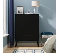 Hong Kong B Tall Chest of Drawers Black 5 Drawers 109cm