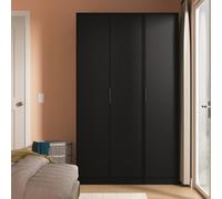 Hong Kong B Tall Wardrobe Black 3 Doors 1 Shelf 198cm