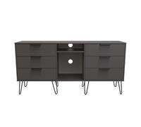 Hong Kong C Large Sideboard Black 2 Shelves 6 Drawers 152cm