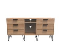 Hong Kong C Large Sideboard Dark Oak 2 Shelves 6 Drawers 40cm